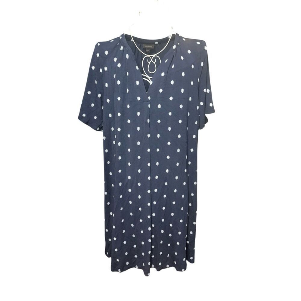 BEAUTIFUL J. Jill Wearever Collection Dress Women size large Navy Floral Print J